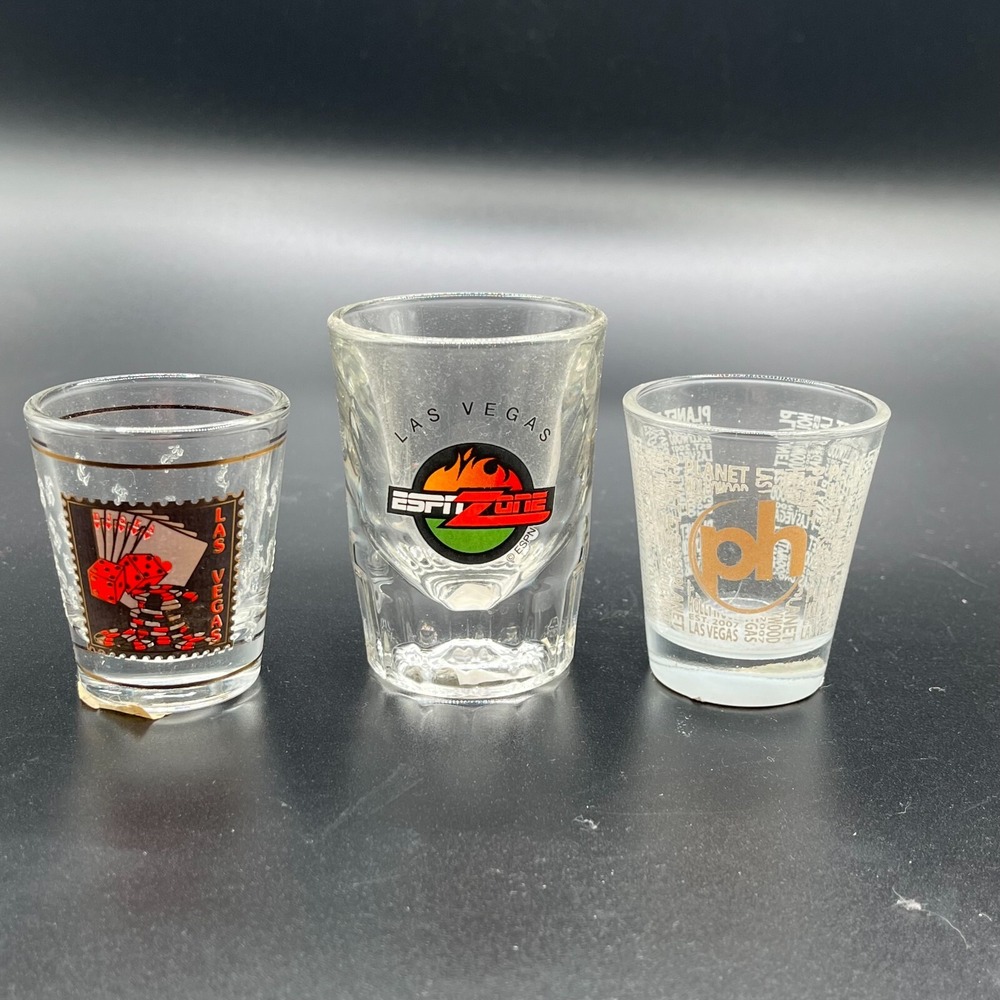Vintage Shot Glass Planet Hollywood ESPN Zone and Las Vegas Lot of 3
